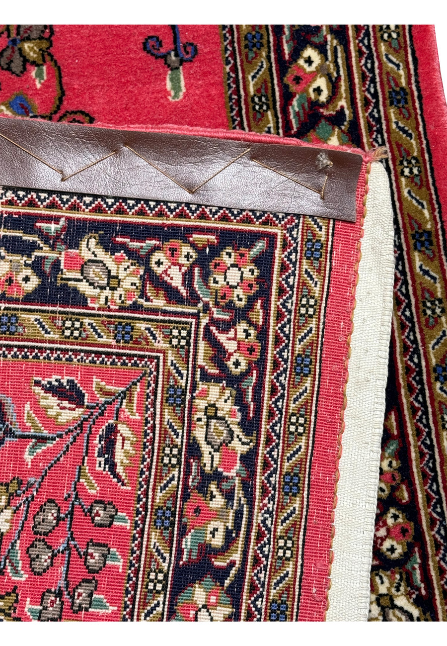 Backside of Persian Qum Kork Rug Highlighting Hand-Knotted Detail