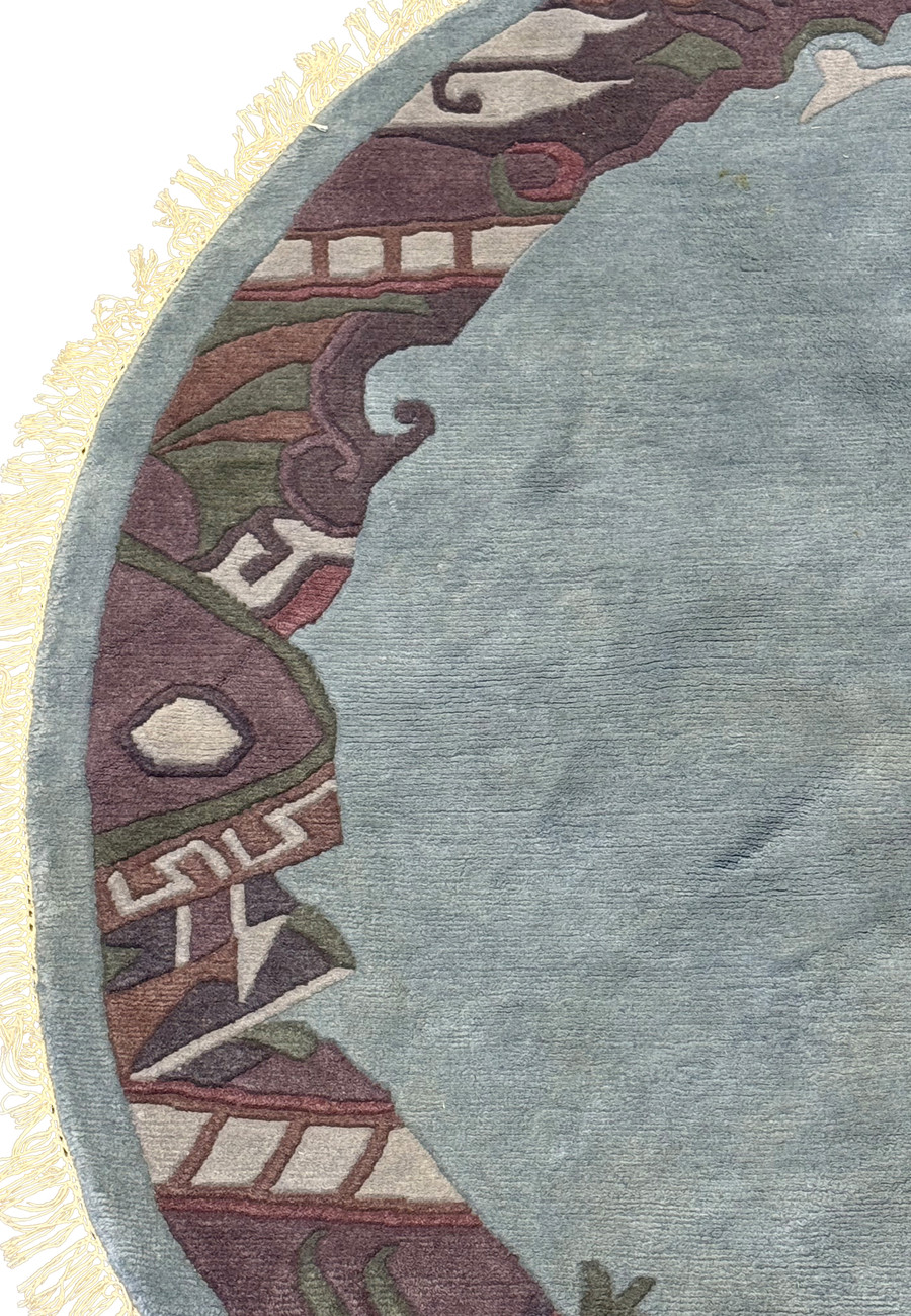 Artistic border design close-up on 8x8 Modern Tibet Round Rug