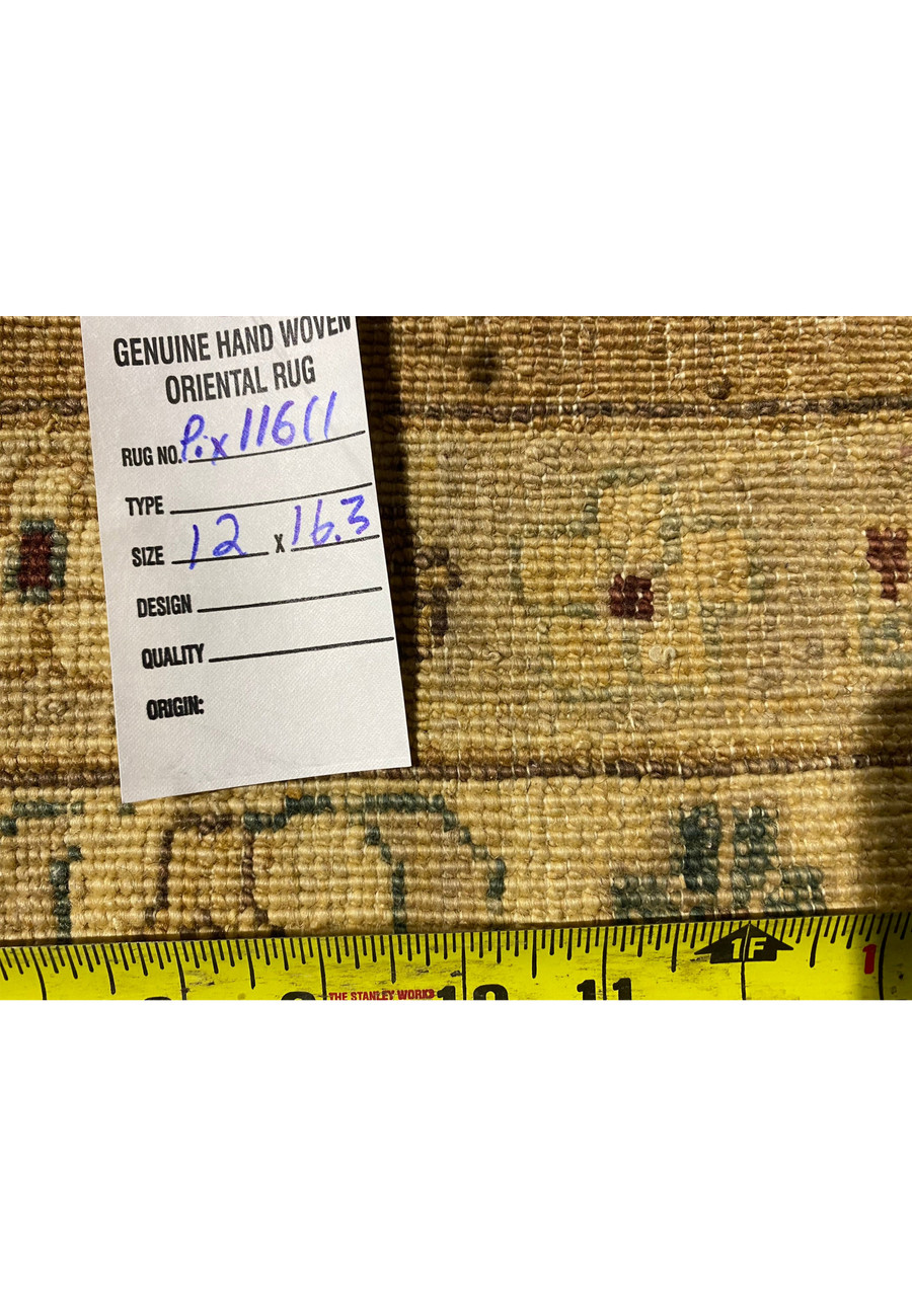 Backside of the 12x16 Oriental Ziglar rug showing woven structure.