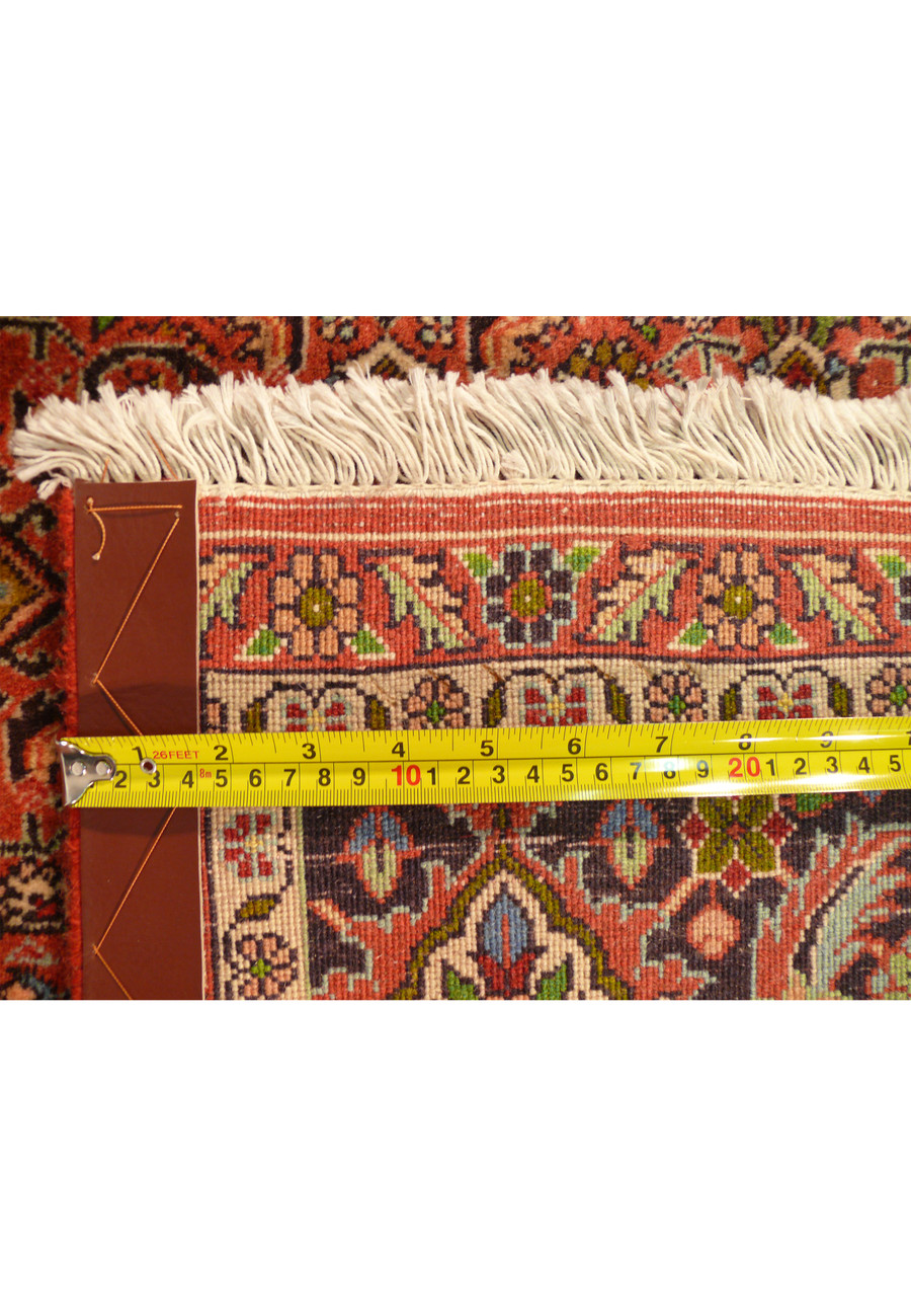 Close-up of the backside of a Persian Bijar Rug, showcasing the detailed hand-knotted structure.