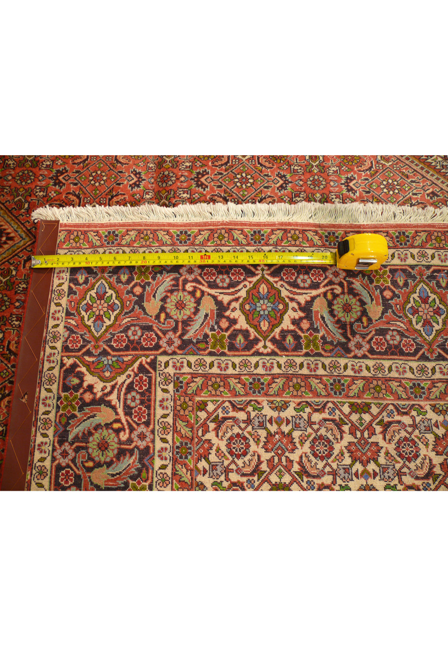 Backside of an 8 x 11'1 Persian Bijar Rug, highlighting the fine hand-knotted craftsmanship and dense weave.