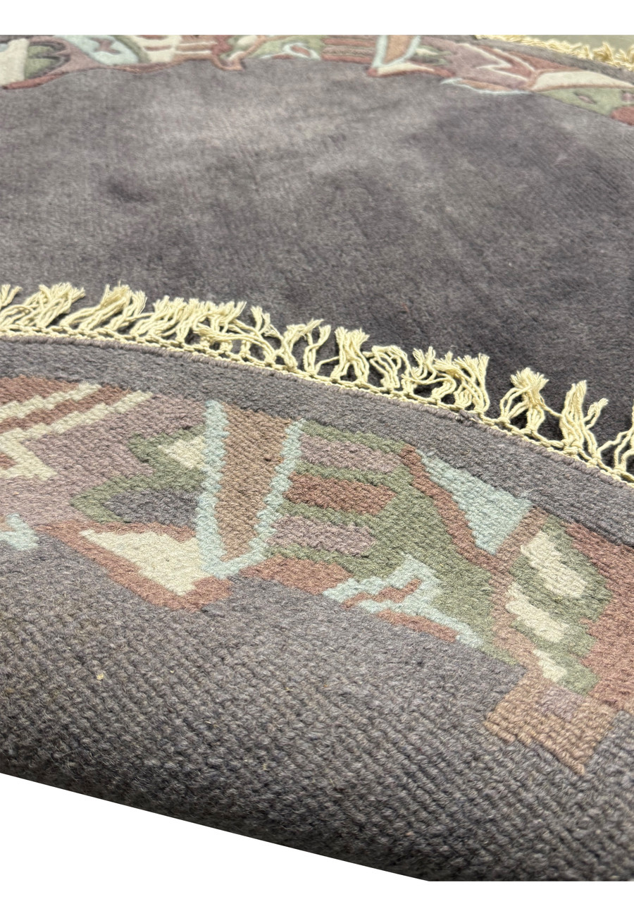 Reverse side of the Modern Nepal Rug showing tight hand-knotting, clean finishing, and fringe attachment, reflecting authentic handmade craftsmanship from Nepal.