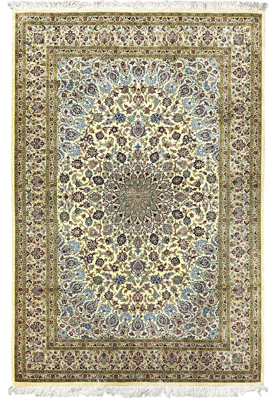 4'5 x 6'7 Signed Persian Qum 100% Silk Rug