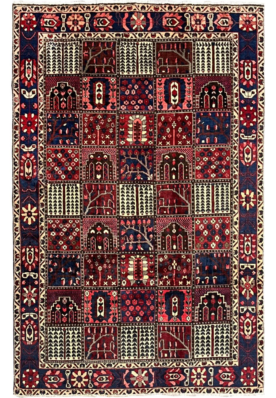 6x10 Persian Bakhtiari rug panel design full view