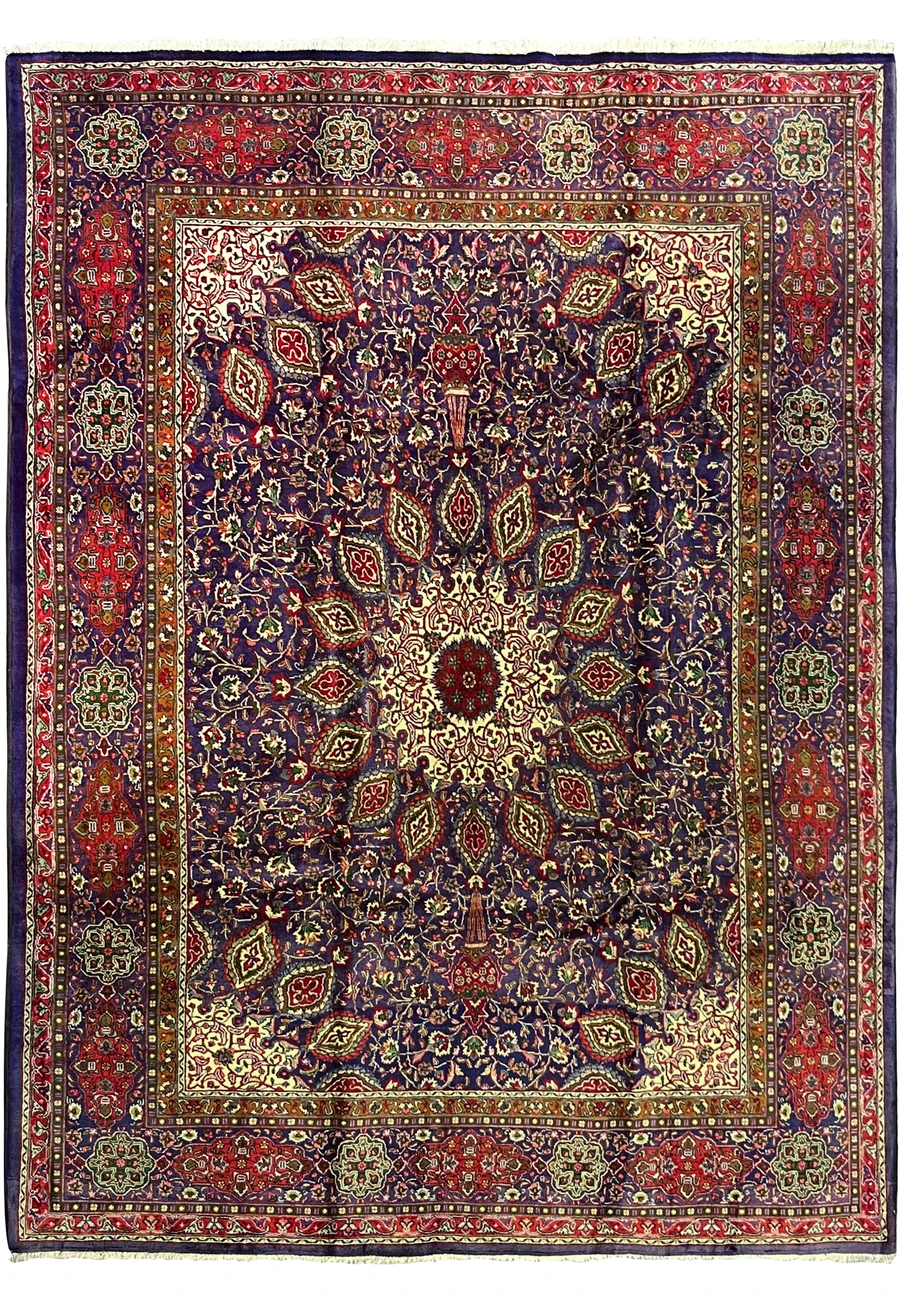 8'5 x 11'6 Persian Tabriz Rug Gonbad Dome Medallion Aubergine Field ,  available for rental Rugs.net