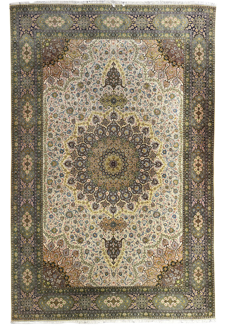 Pre-revolution Persian Tabriz palace rug from the 1970s at 60 Raj in wool and silk