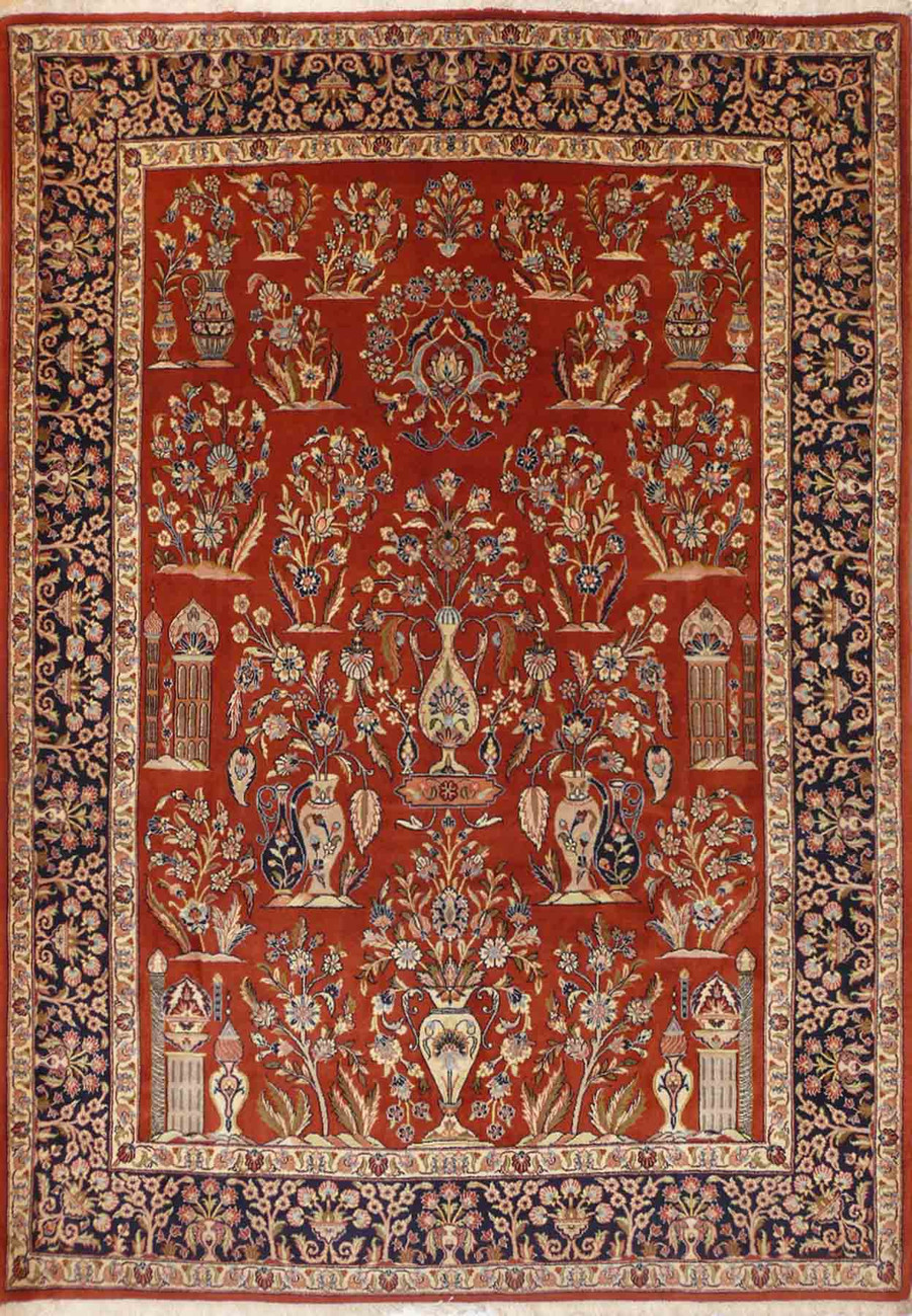 7'2" x 9'2" Floral Persian Sarough Tribal Rug