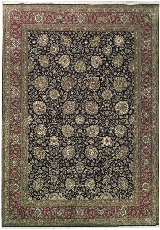 Jaipur Rug 9' x 12' Black Floral Palmets Handmade