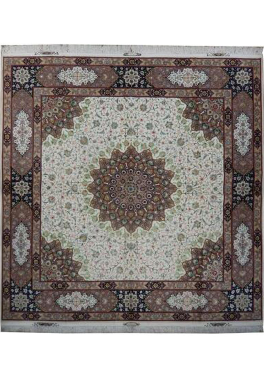 10 x 10 Persian Tabriz 70 Raj Square Signed 500-600 KPSI