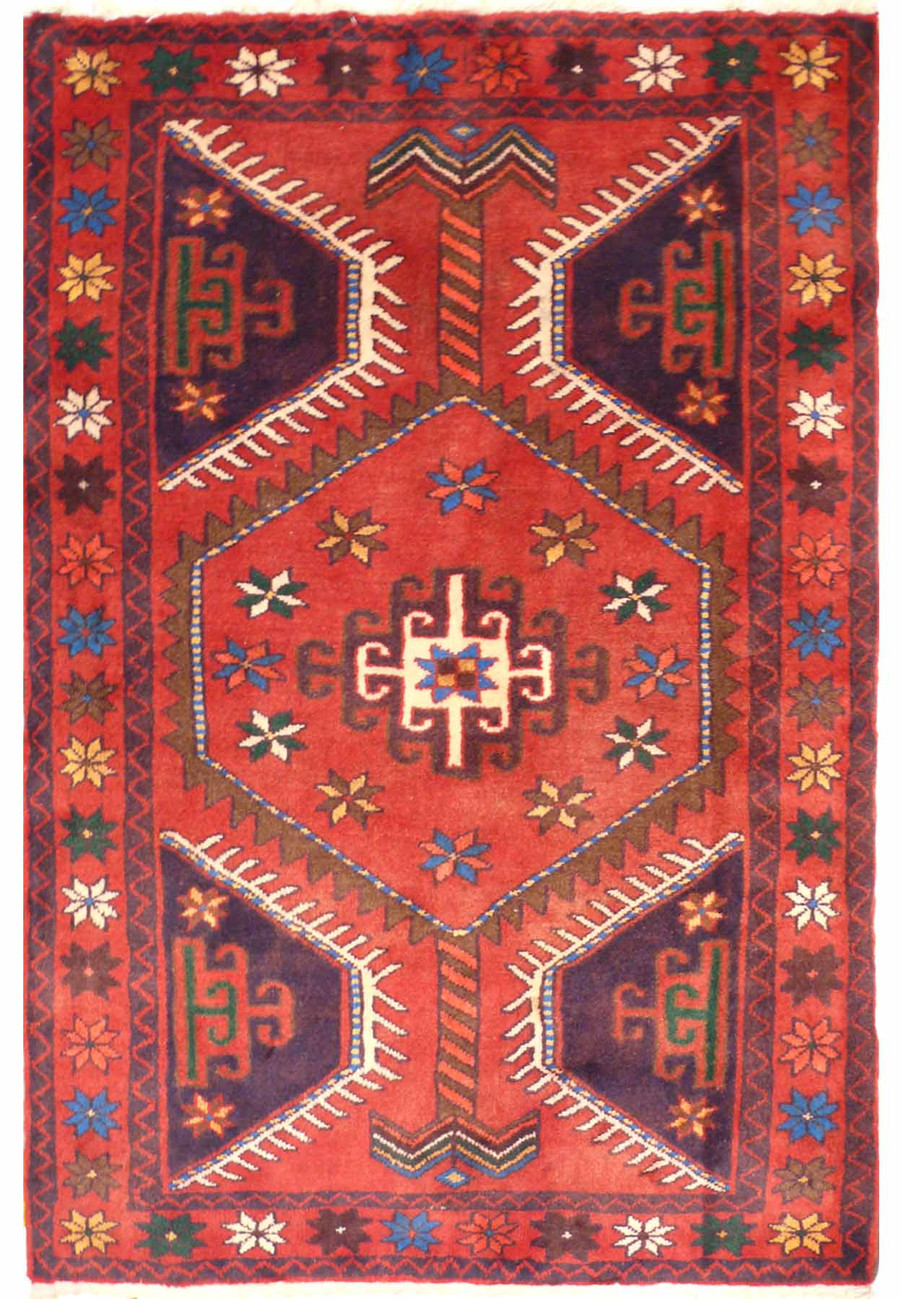 3'5 x 5 Rare Persian Hamedan Rug