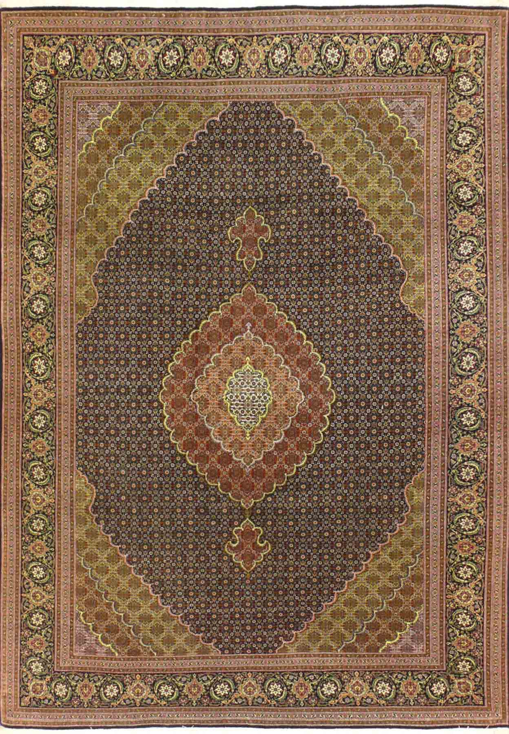 6'7 x 9'4 Persian Tabriz Mahi Tabriz 50 Raj Wool & Silk Rug