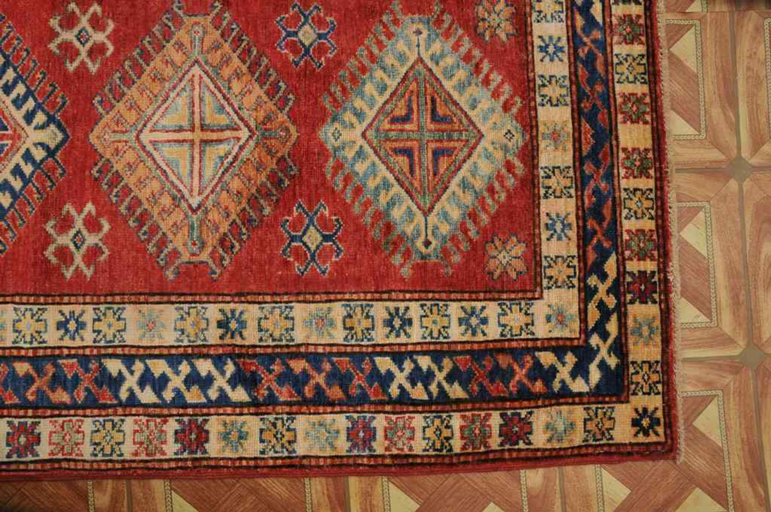 2'5 x 10 Caucasian Kazak Scarlet Red Silky Hallway Runner