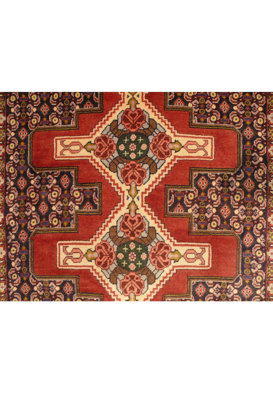 3 x 13 Geometric & Botanical Persian Senneh Runner Rug