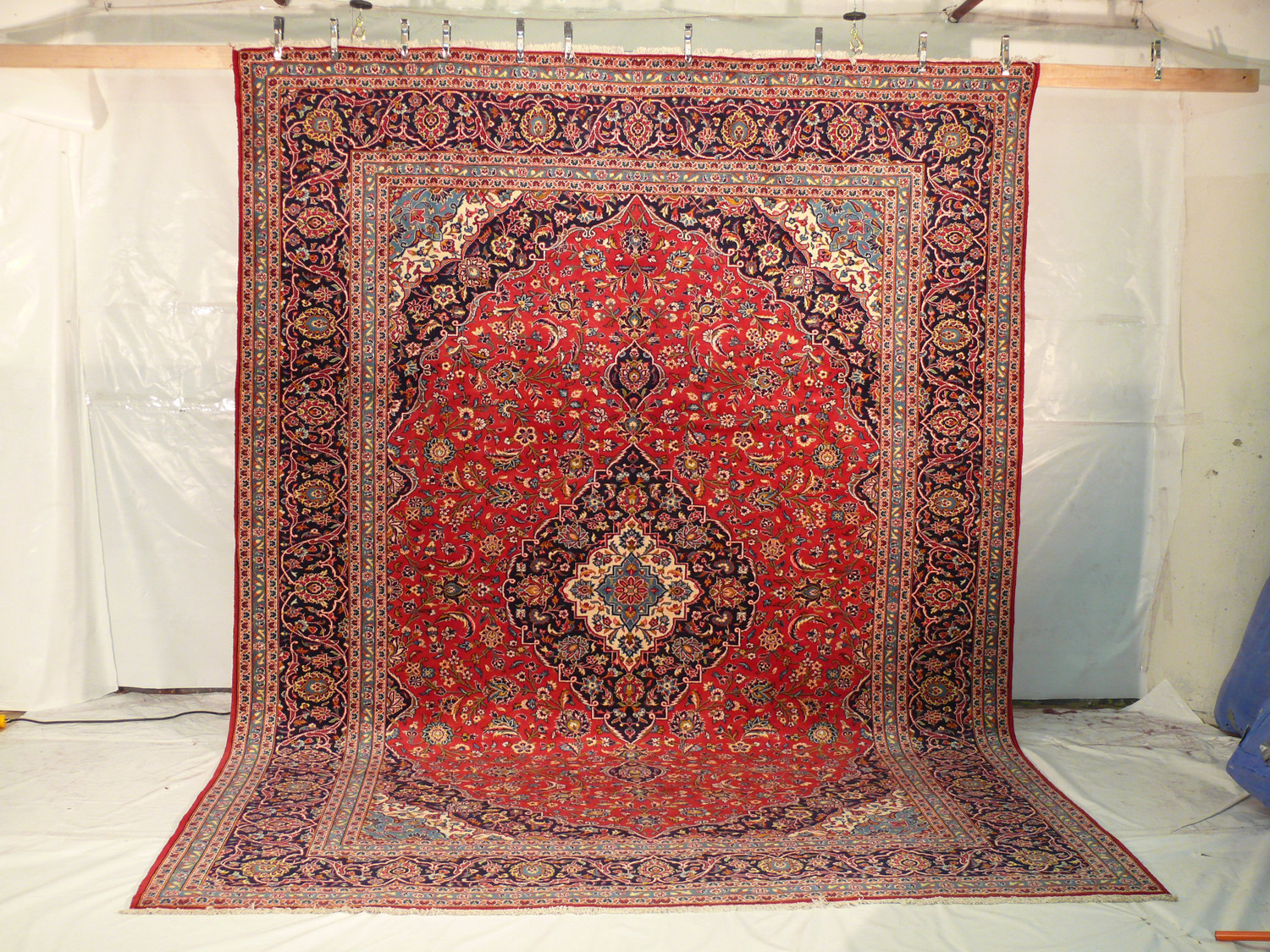 Transform any room into a luxurious retreat with our 10 x 13 Persian Kashan rug, made with high-quality wool and featured on Shark Tank