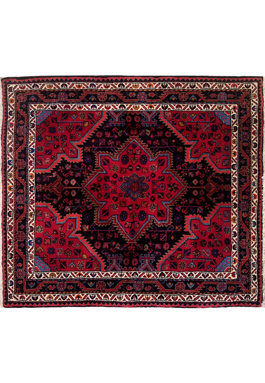 4 x 4 Persian Hamedan Square Rug