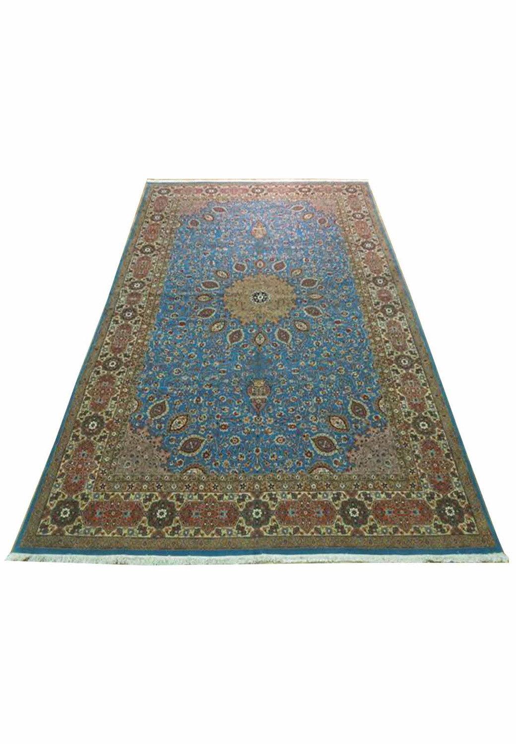 Persian Tabriz 10x16 wool& silk high end rug in blue