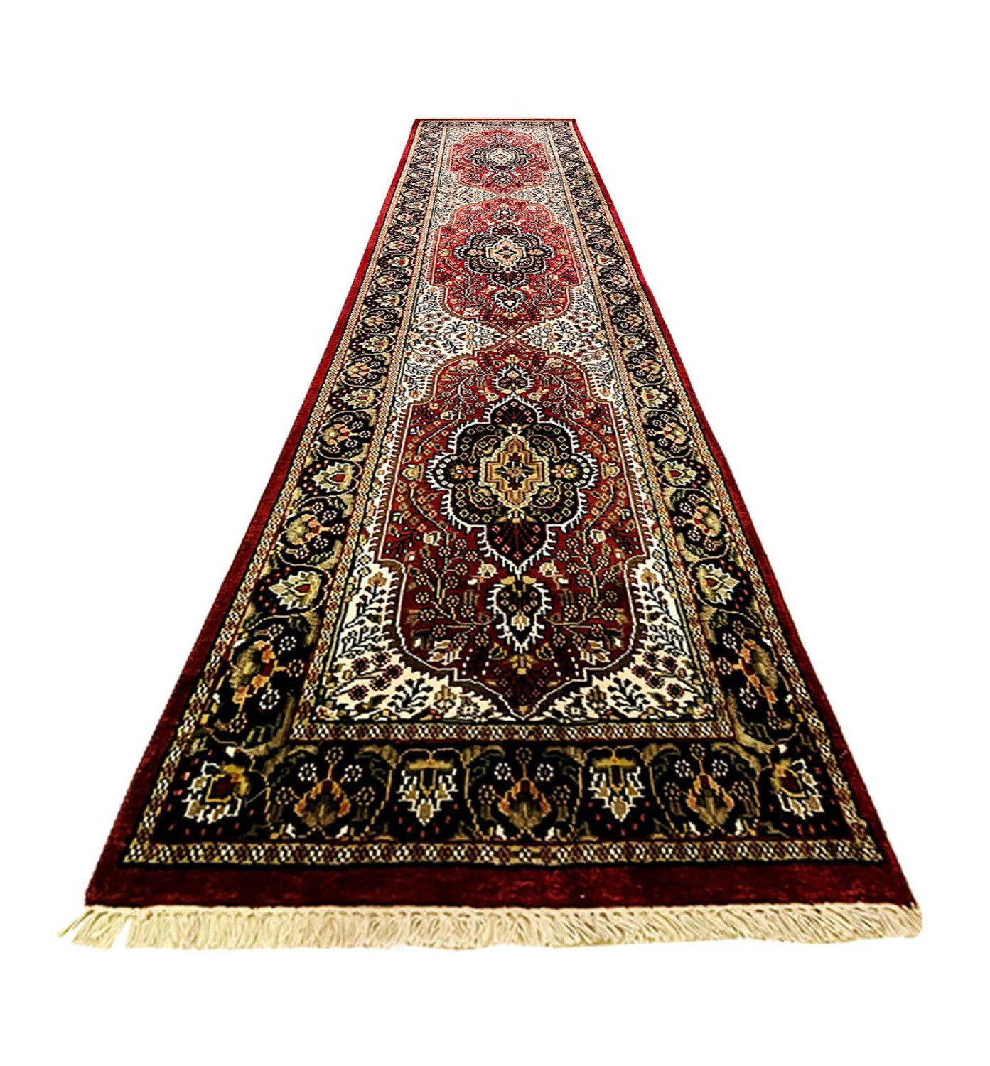 2'7 x 11 Oriental Kashmiri Wool & Silk Runner Rug