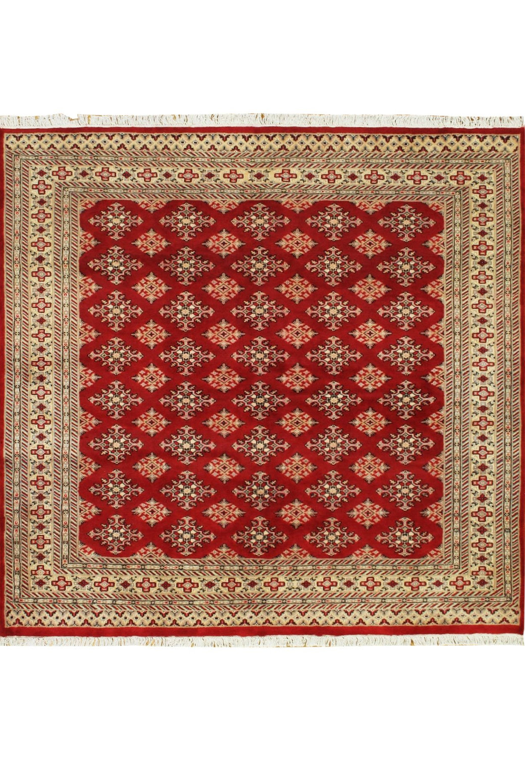 7 x 7 Oriental Bokhara All-Over Design Jaldar Wool&Silk Square Rug