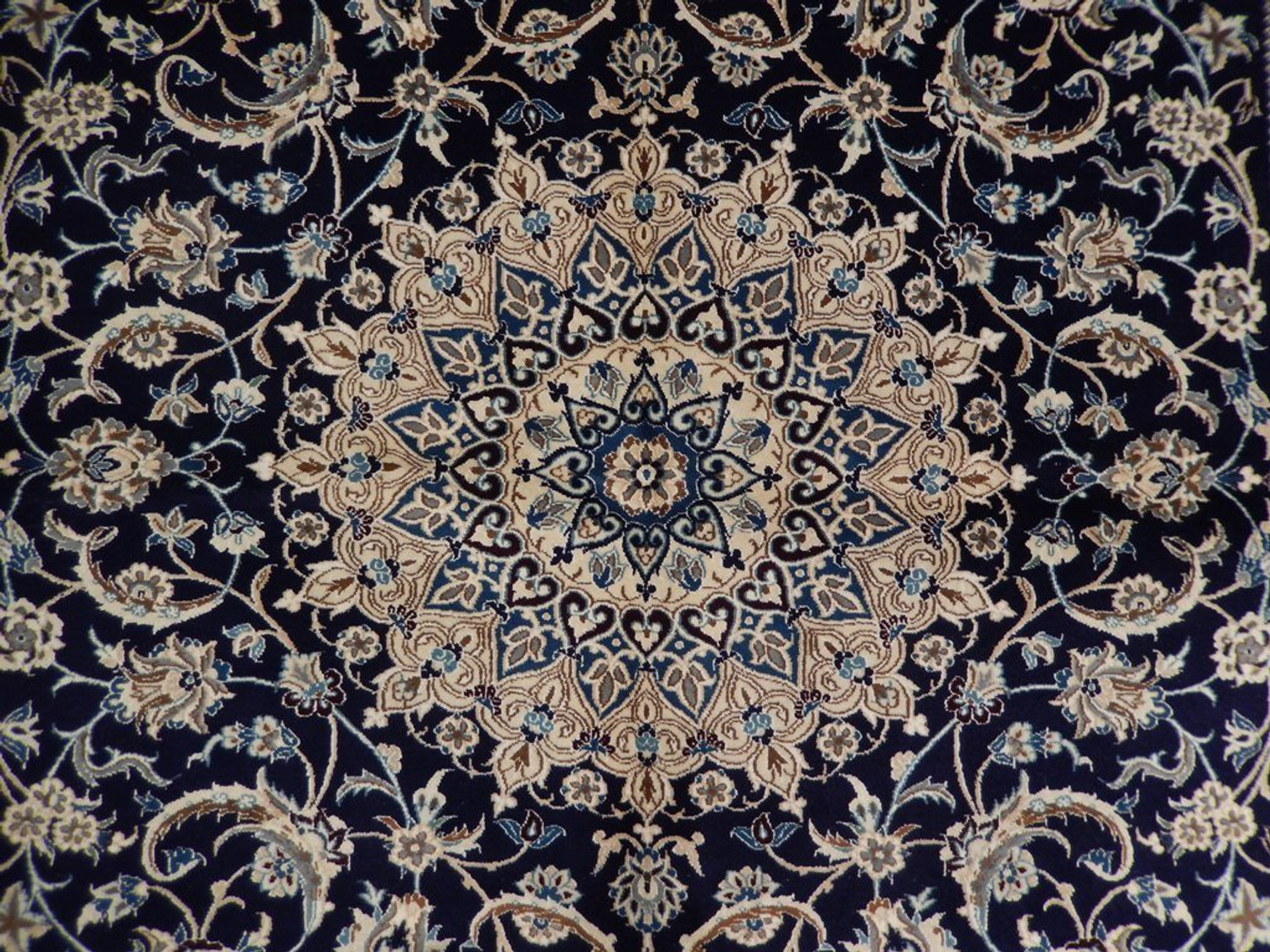 Persian Nain 9 LAA Rug 7x10 wool&silk midnight blue