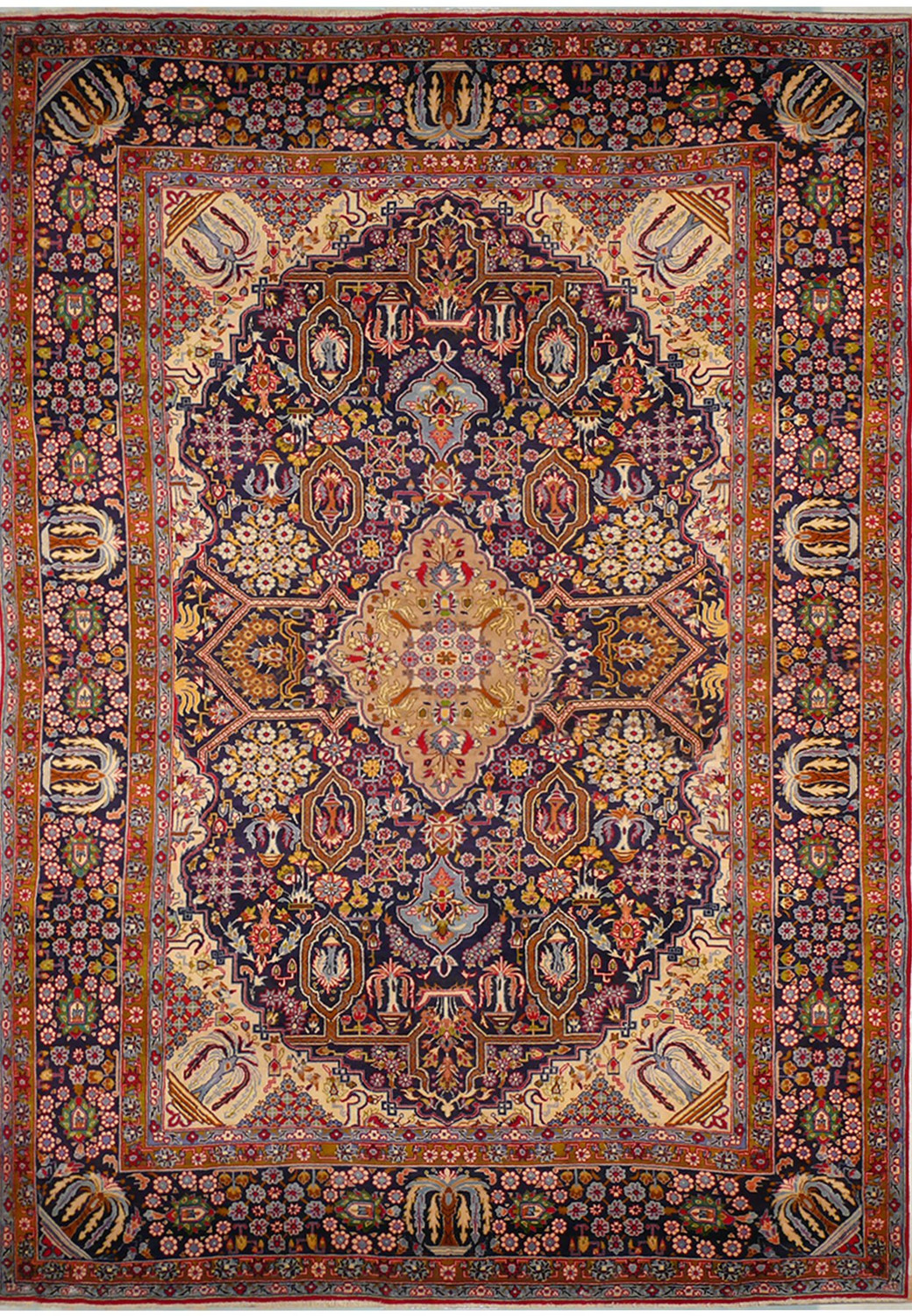 10 x 14 Persian Isfahan Rug with corner Medallion