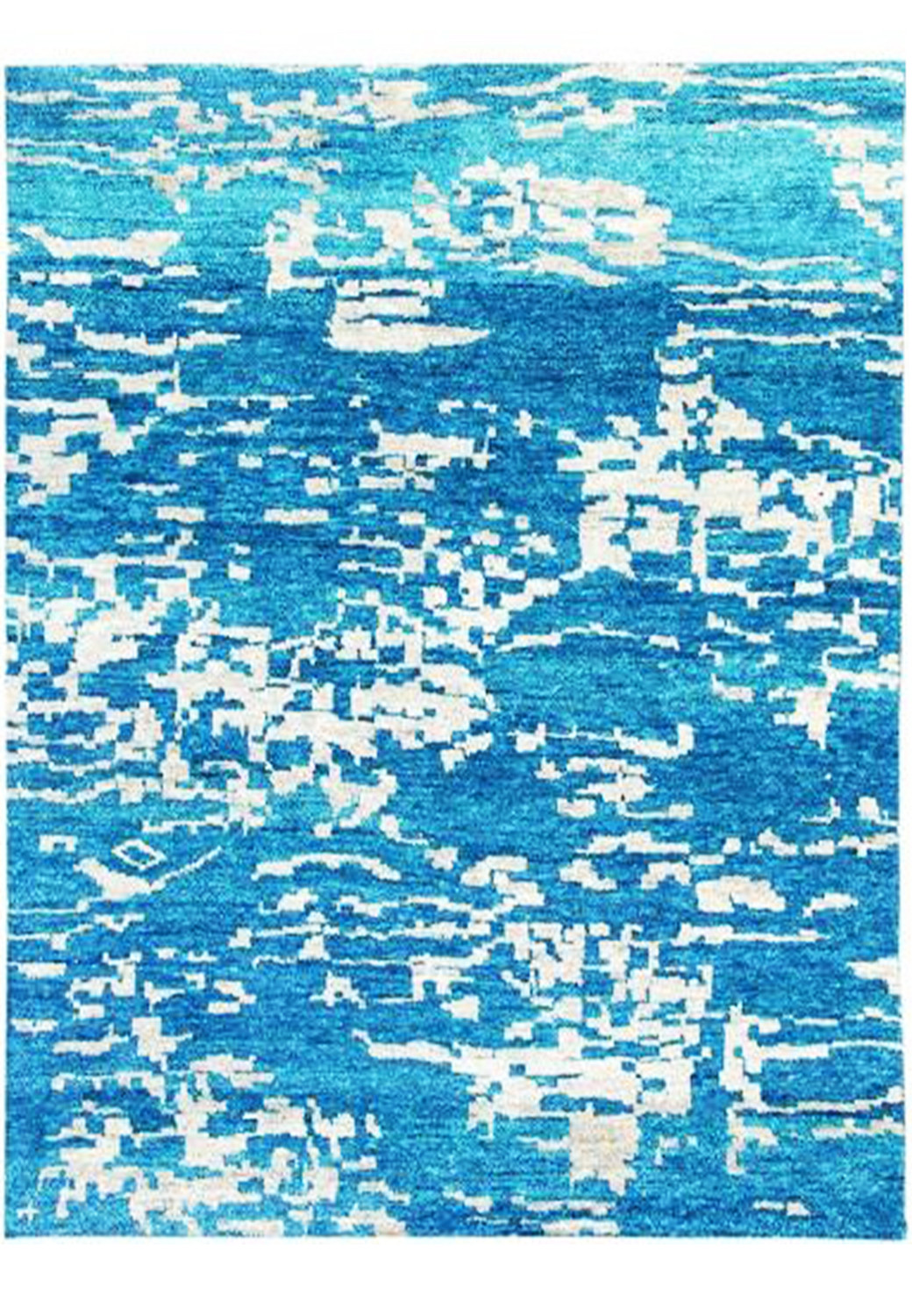 Modern Hand Knotted 5' x 7' New Rug AFFORDABLE Contemporary Blue Rugs