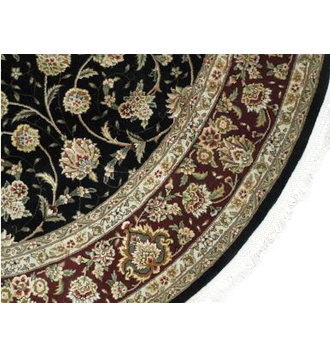 6 x 6 Oriental Tabriz Round Rug Wool & Silk