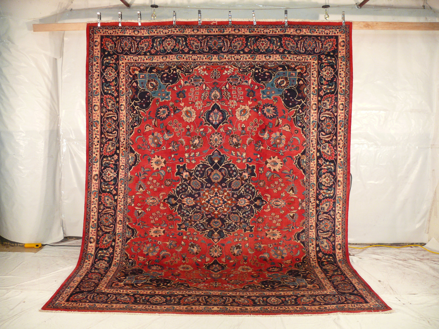 9'8 x 12'7 Persian Mashad Corner Medaillon Rug signed by master weaver