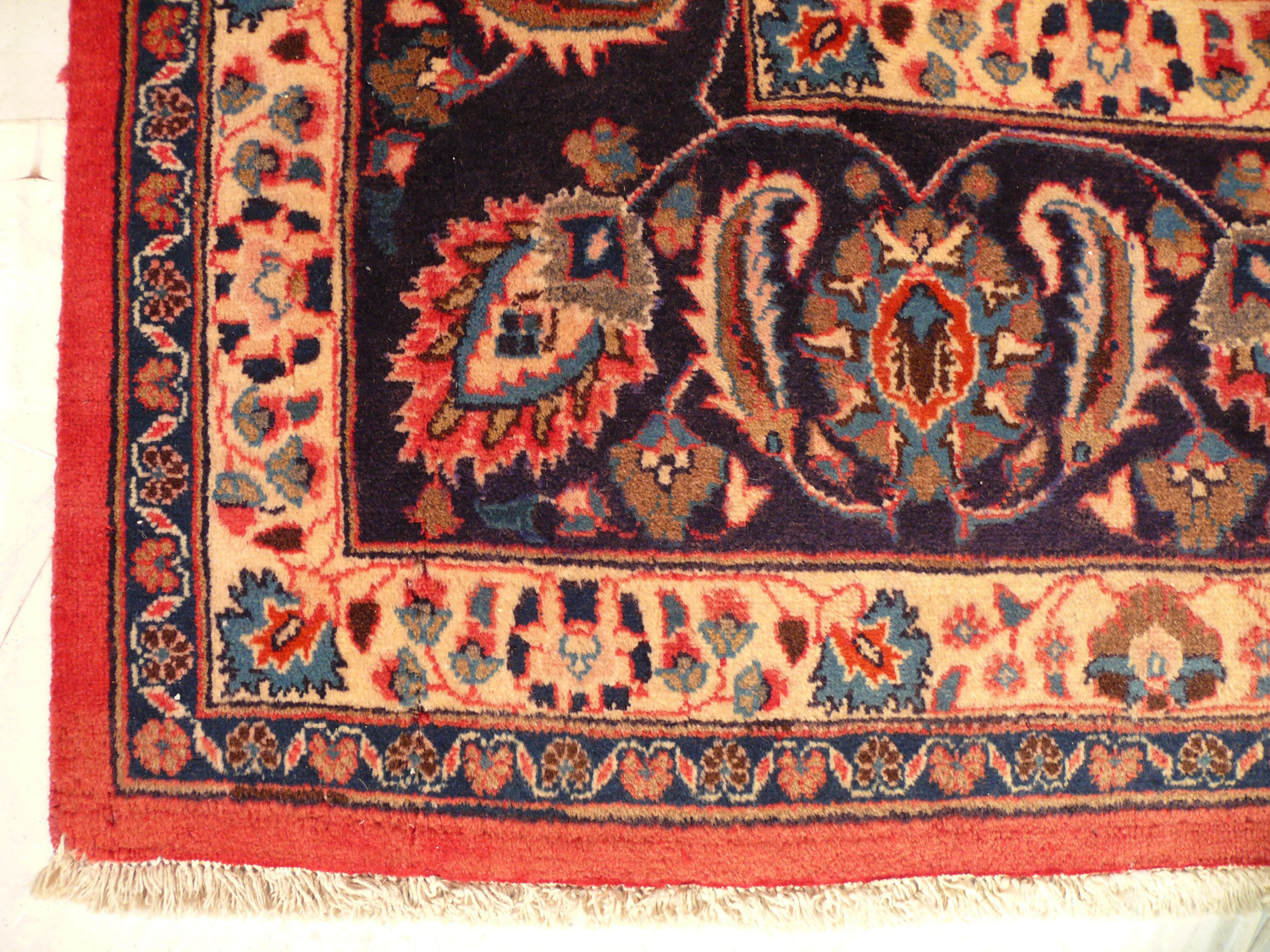 9'8 x 12'7 Persian Mashad Corner Medaillon Rug signed by master weaver