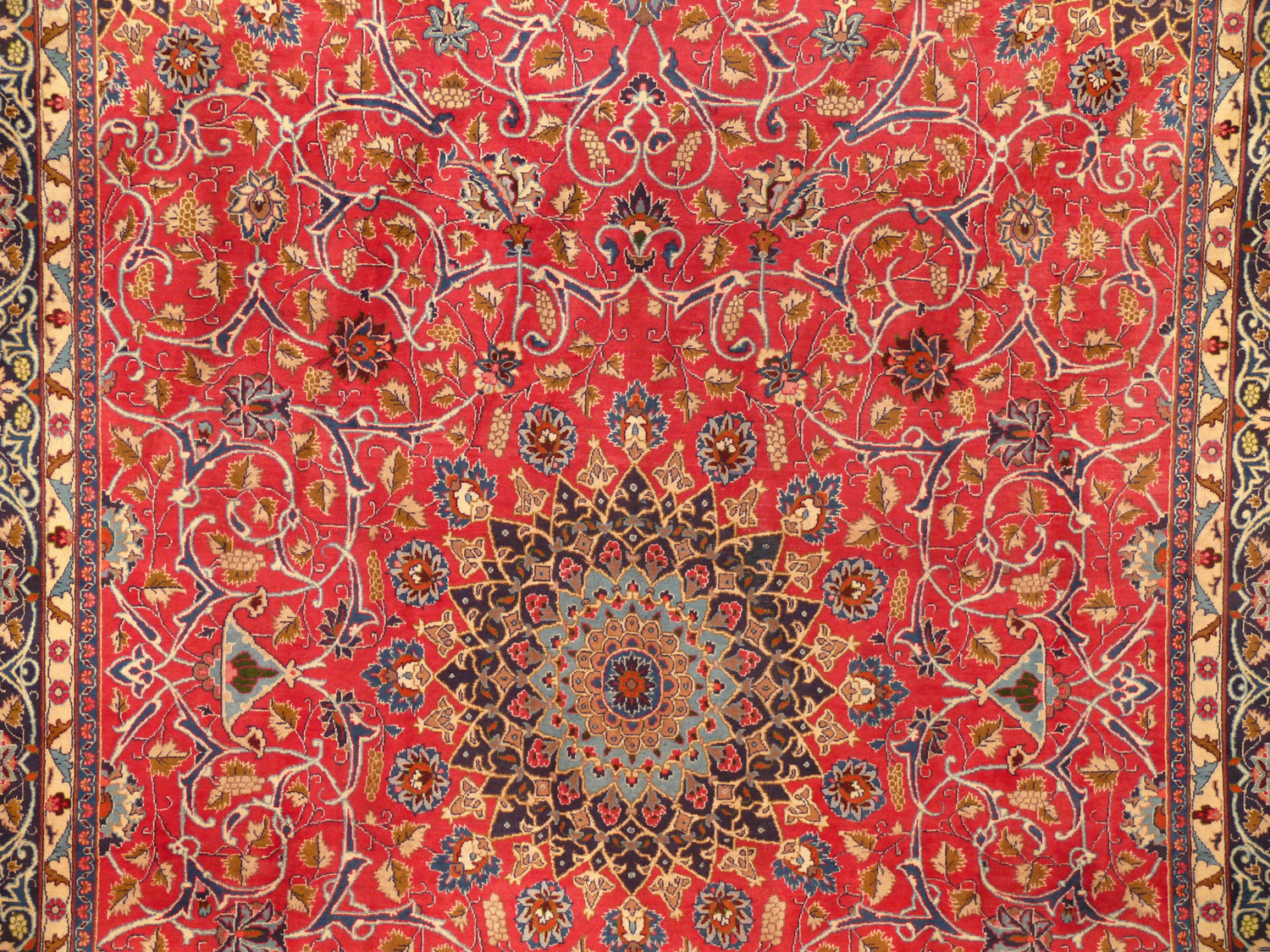 9'5 x 13 Persian Mashad Rug with signature of master weaver