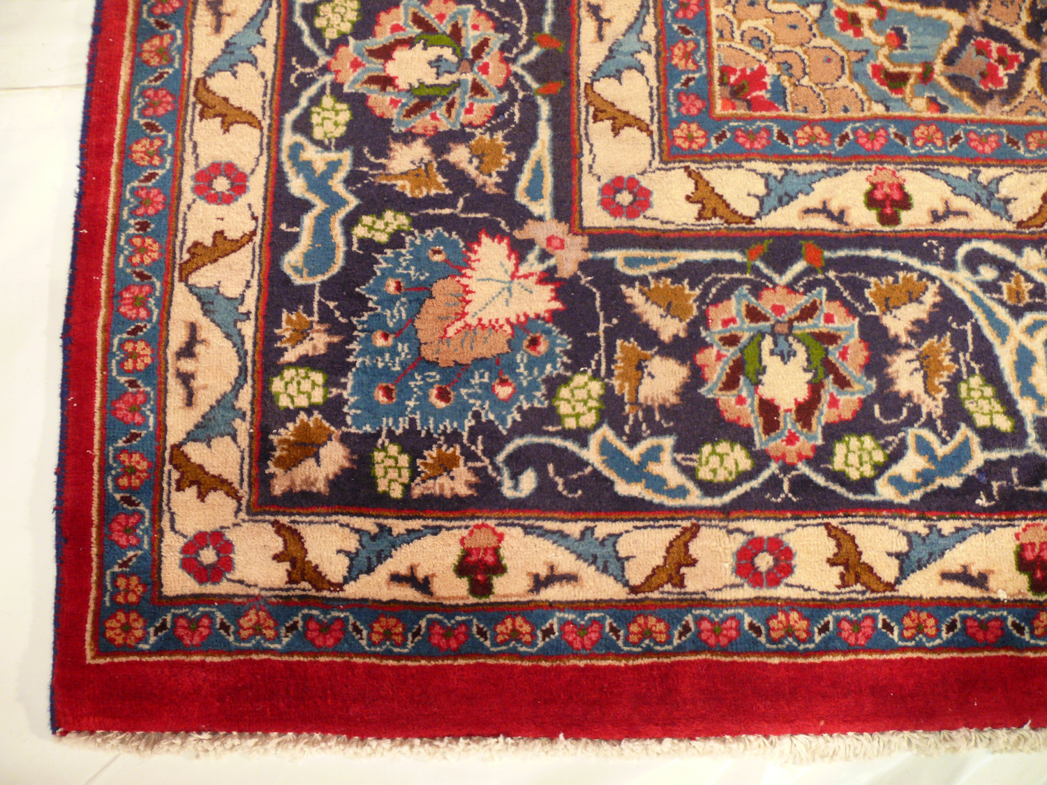 9'5 x 13 Persian Mashad Rug with signature of master weaver