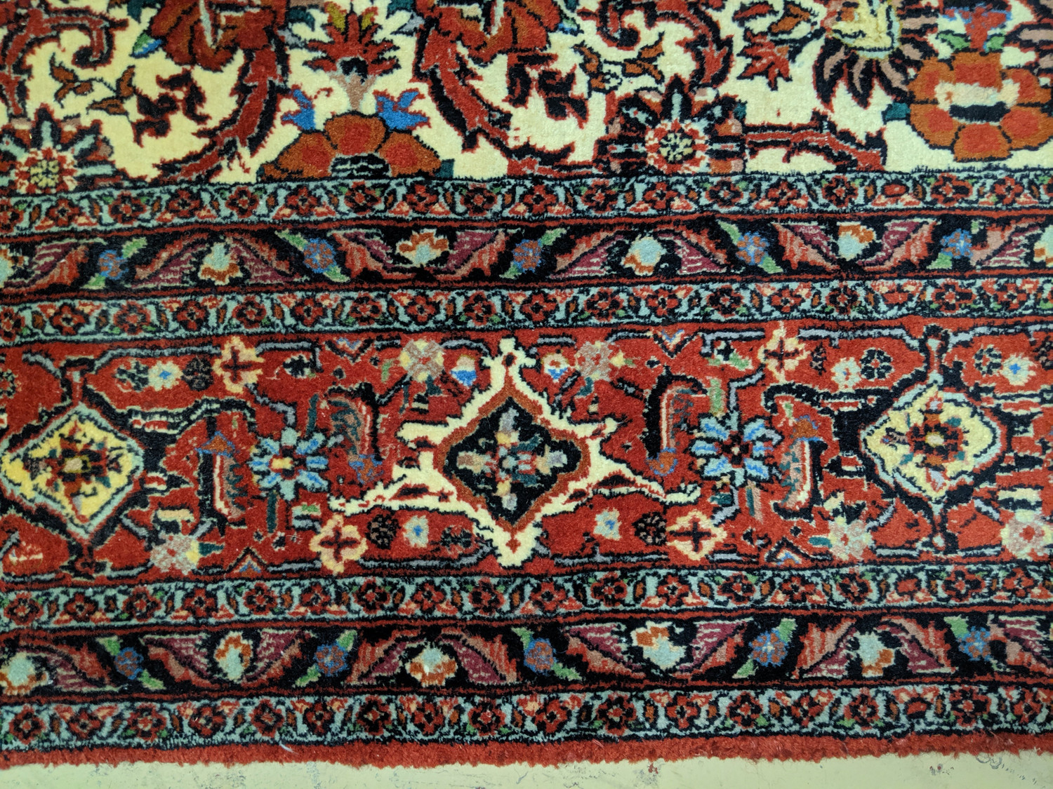 8 x 9 Persian All-Over "Iron" Duralble Ivory Bijar Rug