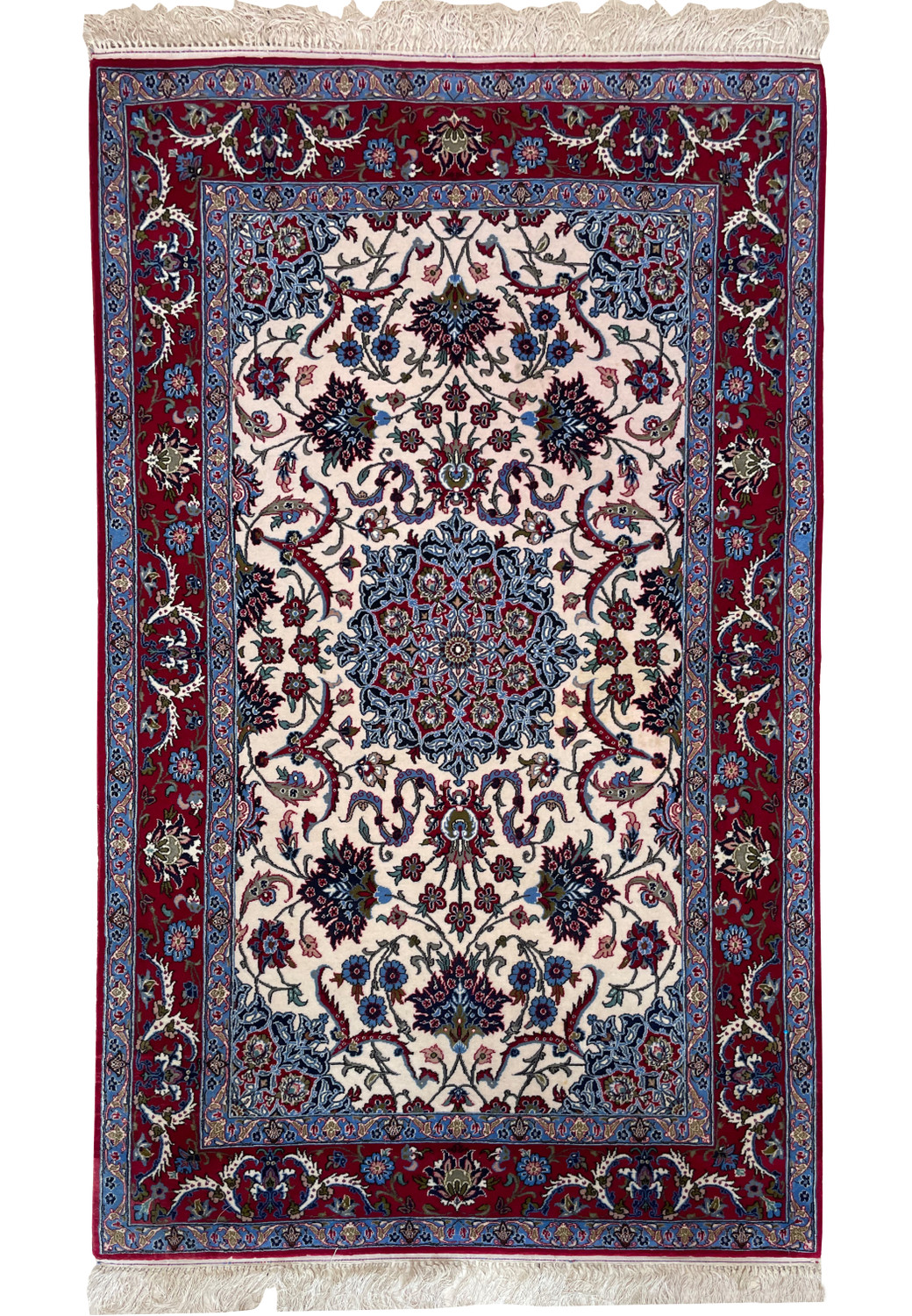 3'6 x 6 Persian Isfahan Wool & Silk Rug