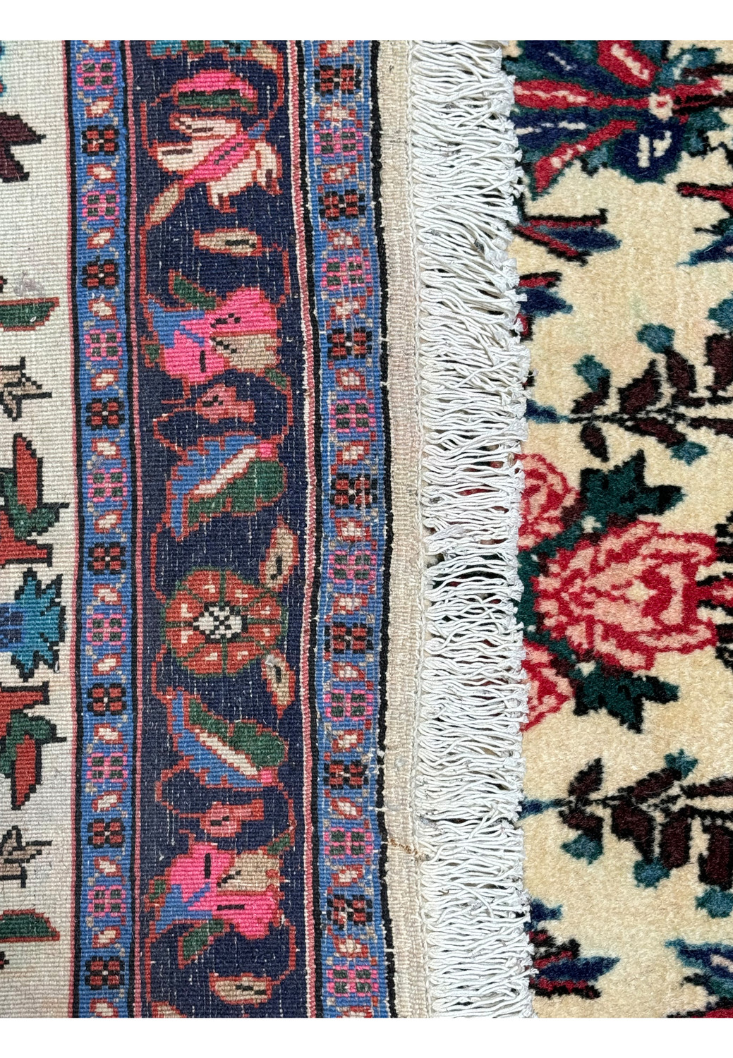 Underside view of a Persian Bijar Rug, showcasing the fine weave and structure, indicative of its durability and authentic craftsmanship