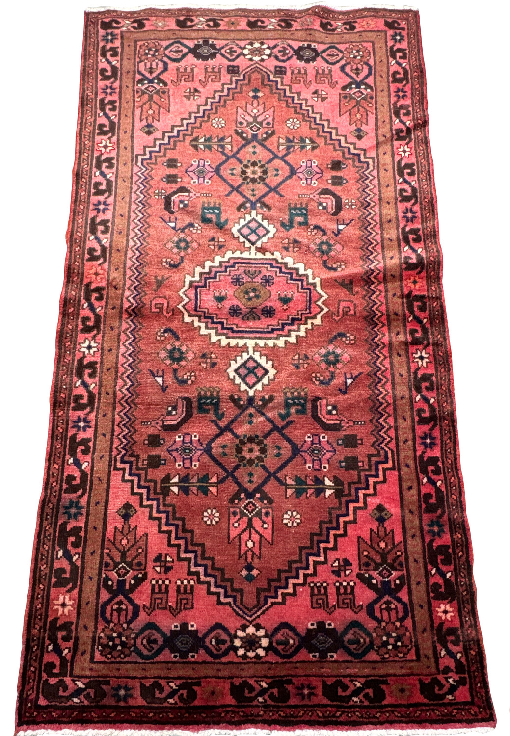 Traditional Persian Baluch Rug - Rust Red with Navy Accents