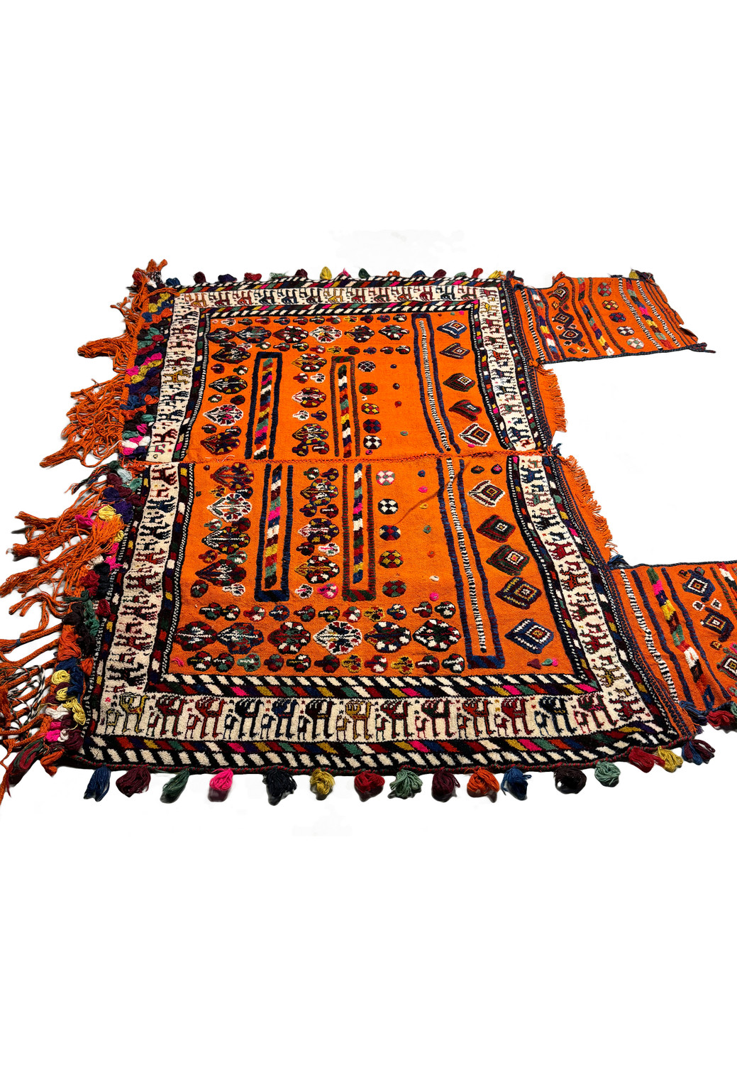 Persian Qashqai Horse Rug featuring a medley of tribal patterns and a spectrum of colorful accents