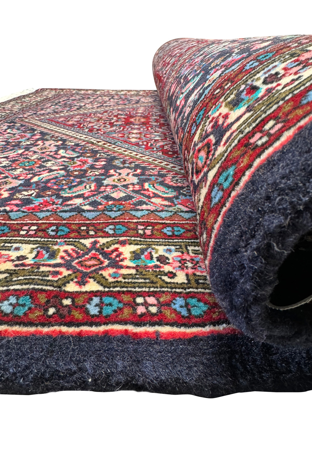 Perspective shot of the Persian Bijar Rug, illustrating the dense texture and quality of the woo
