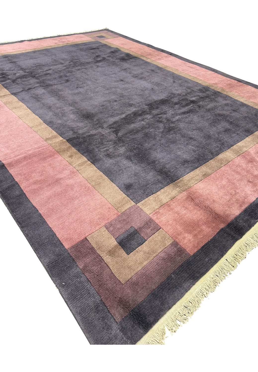 Angled view of the Modern Tibet Rug, emphasizing the texture and color depth