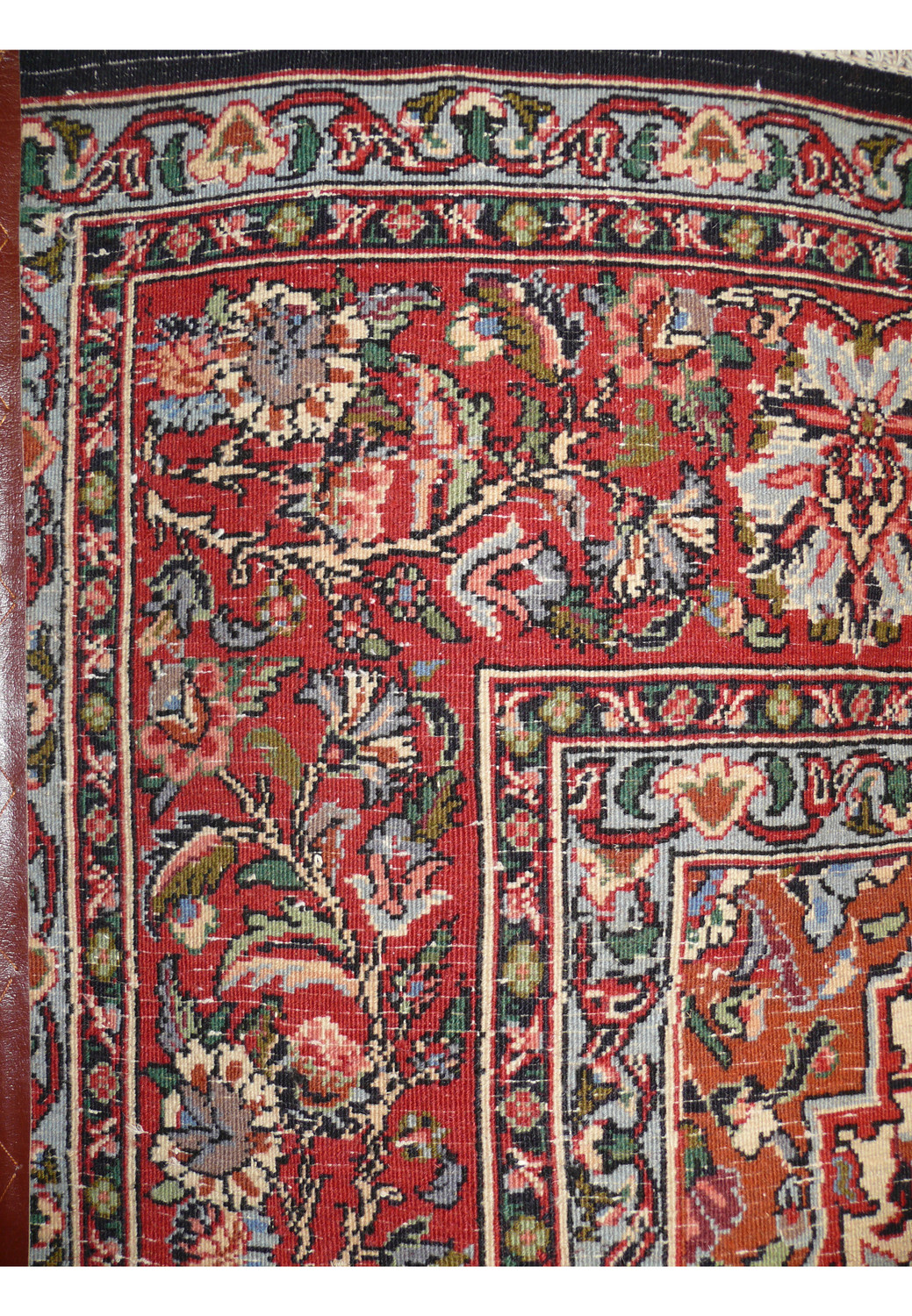 Close-up backside view of Bijar rug highlighting fine wool knots