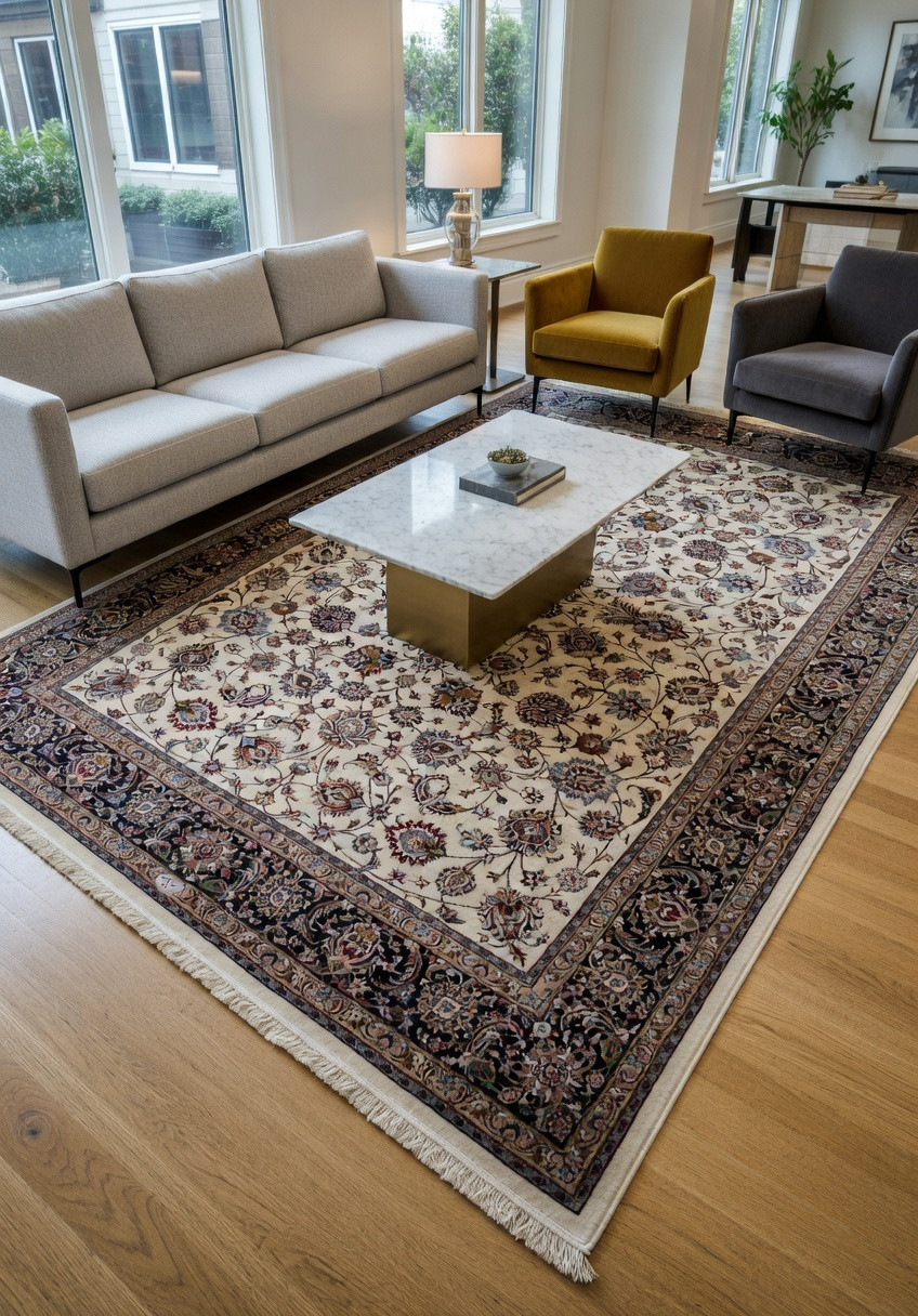 8x12 Signed Persian Mashad Saber rug