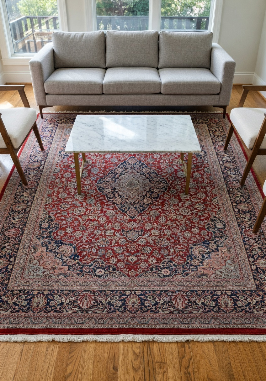 8'2 x 10 antique Persian Kashan rug