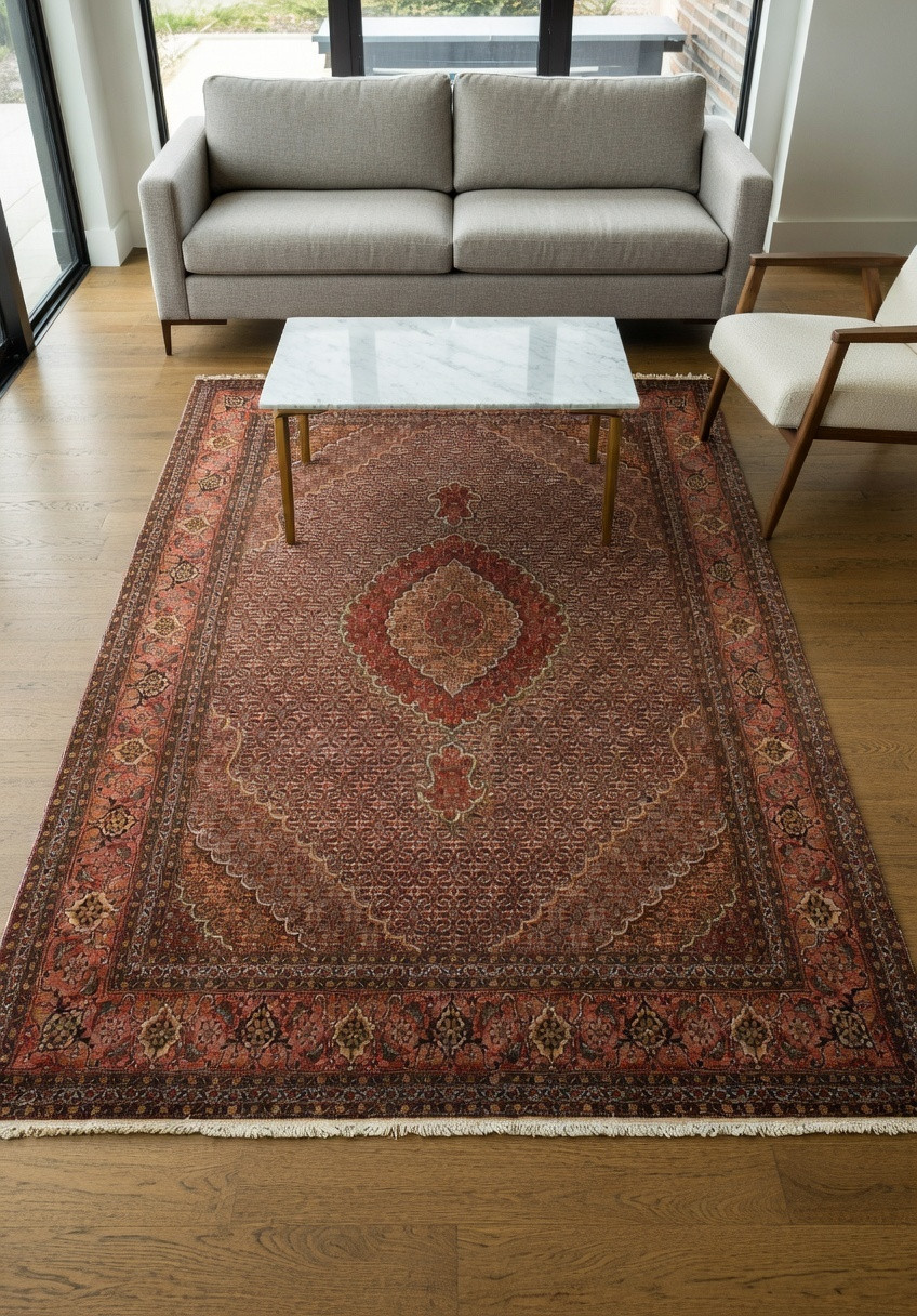 Full view of 6'6 x 10 Persian Tabriz Mahi rug