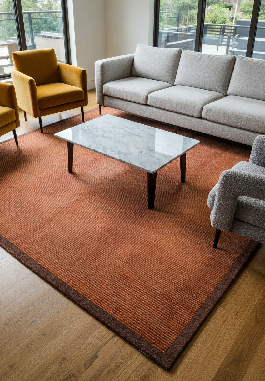 Full view of an 8 x 10'2 handmade modern Tibetan rug