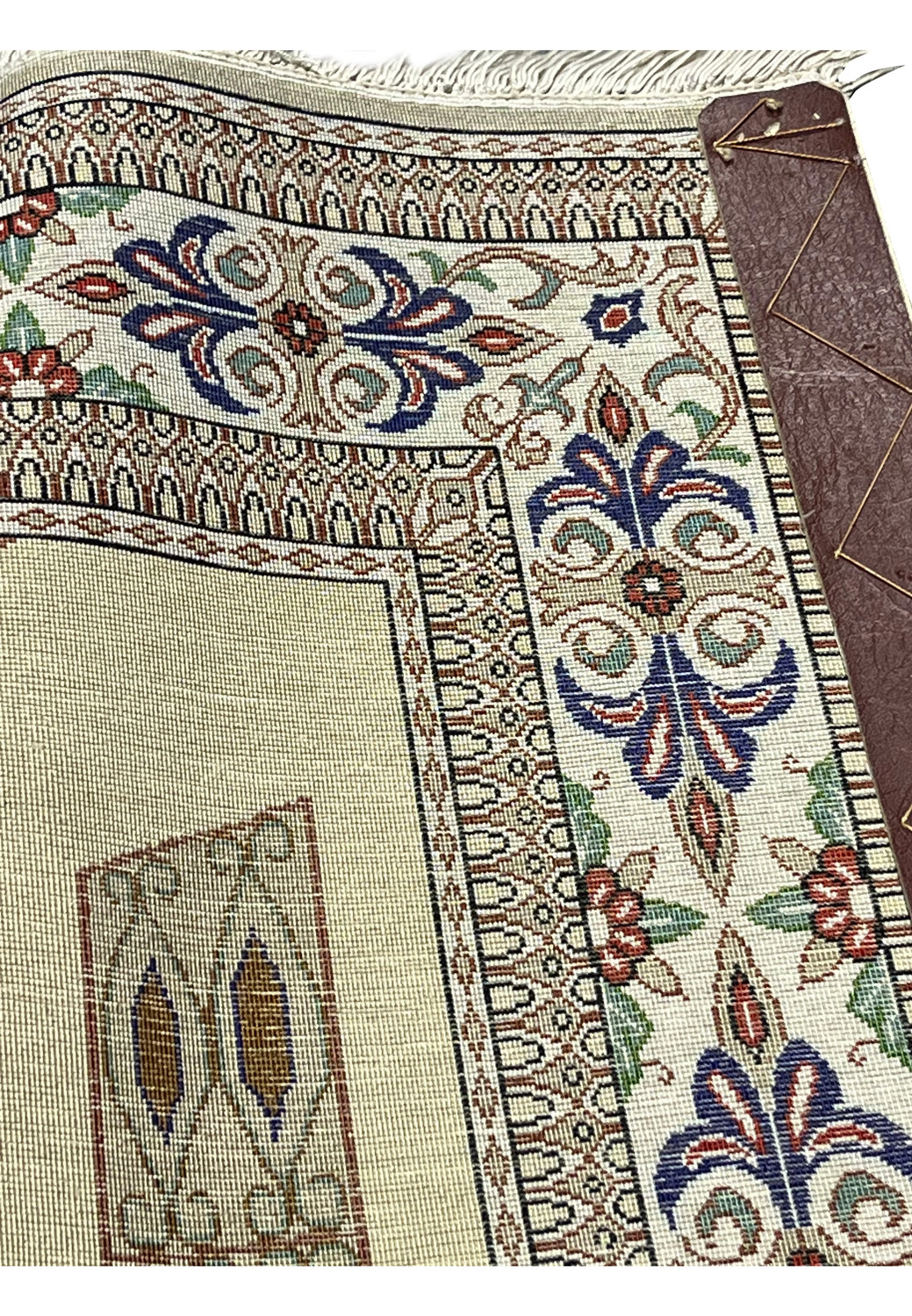 Backside view of signed pure silk Persian Qum Pardis rug revealing fine knot density, even structure, and precision hand-knotting