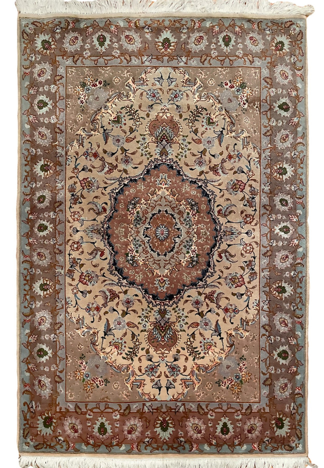 3'8 x 5'3 Persian Tabriz 50 Raj Wool & Silk Rug