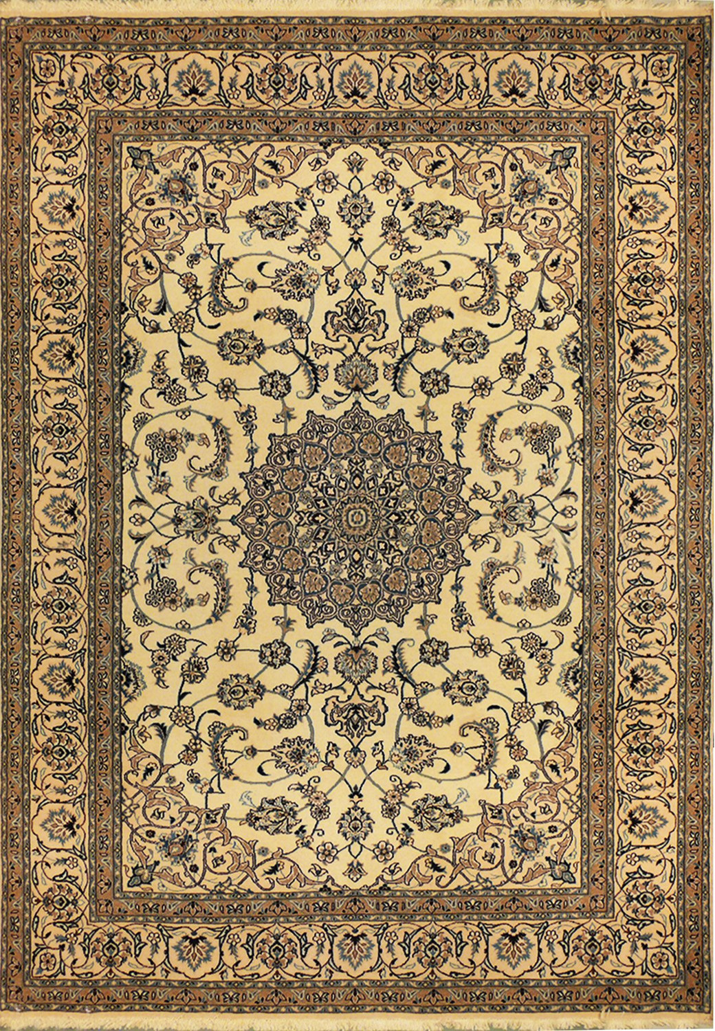 8 x 11 Persian Nain Rug with crown medallion