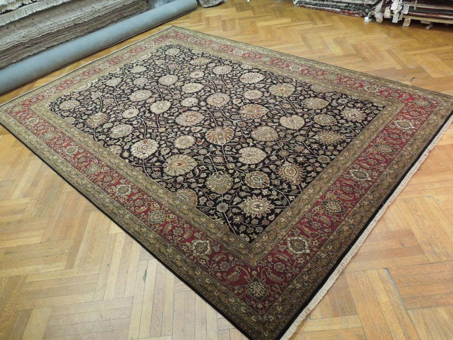 Jaipur Rug 9' x 12' Black Floral Palmets Handmade