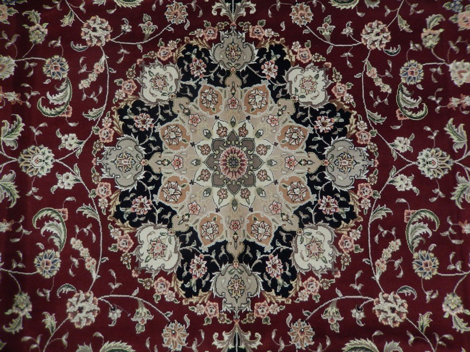 Chinese Tabriz 9 x 12 Burgundy Classic Design Fine Wool & Silk Oriental Handmade Rug