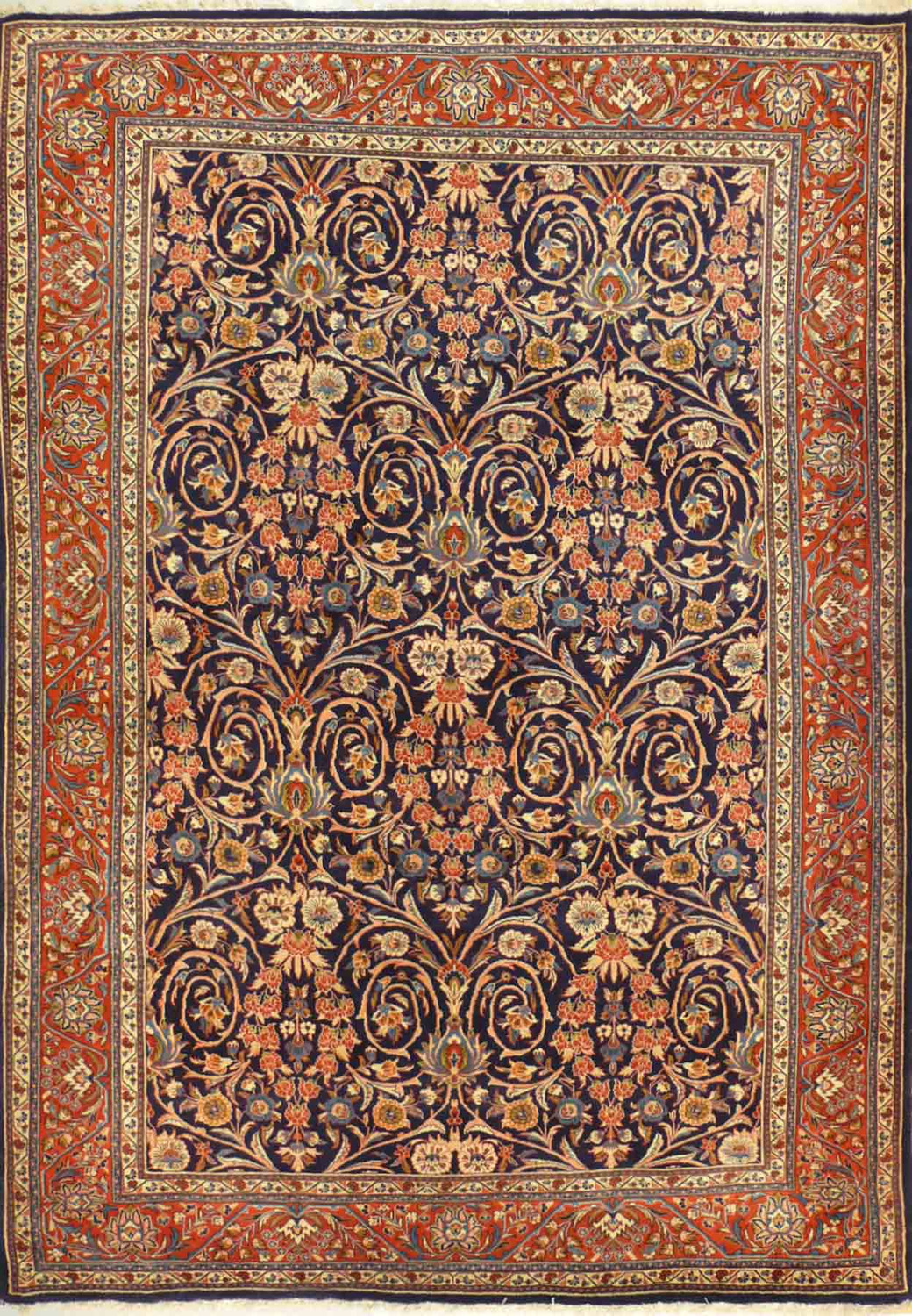 7'5 x 10'5 Persian Floral and All-Over Design Sarough Rug