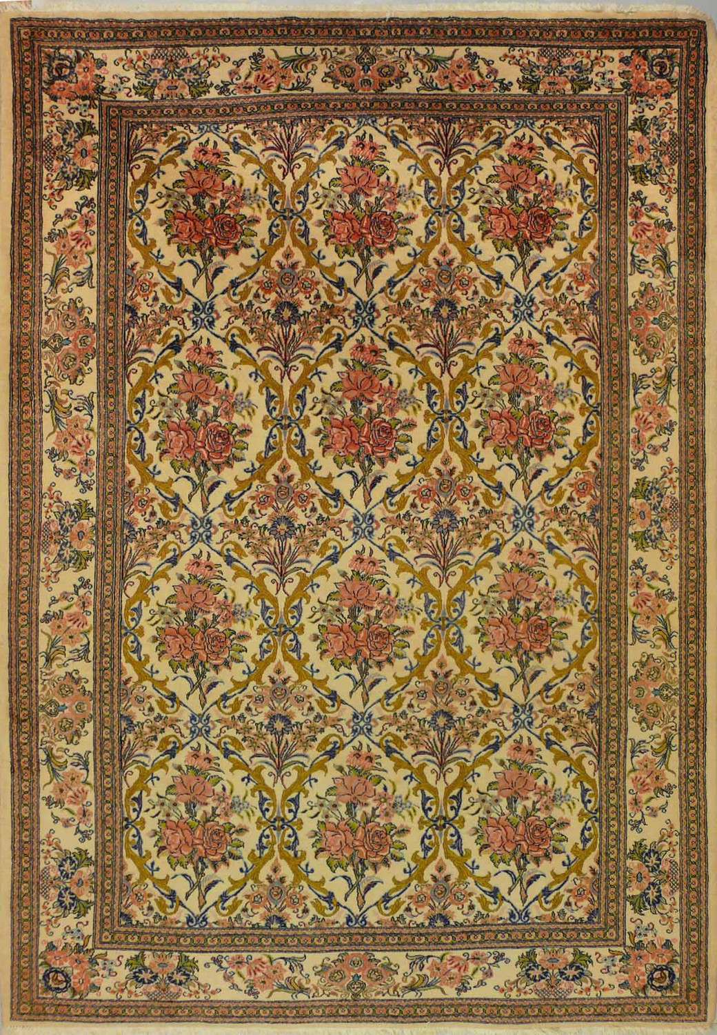 7 x 10 Persian Tabriz Wool & Silk Floral Masterpiece Rug