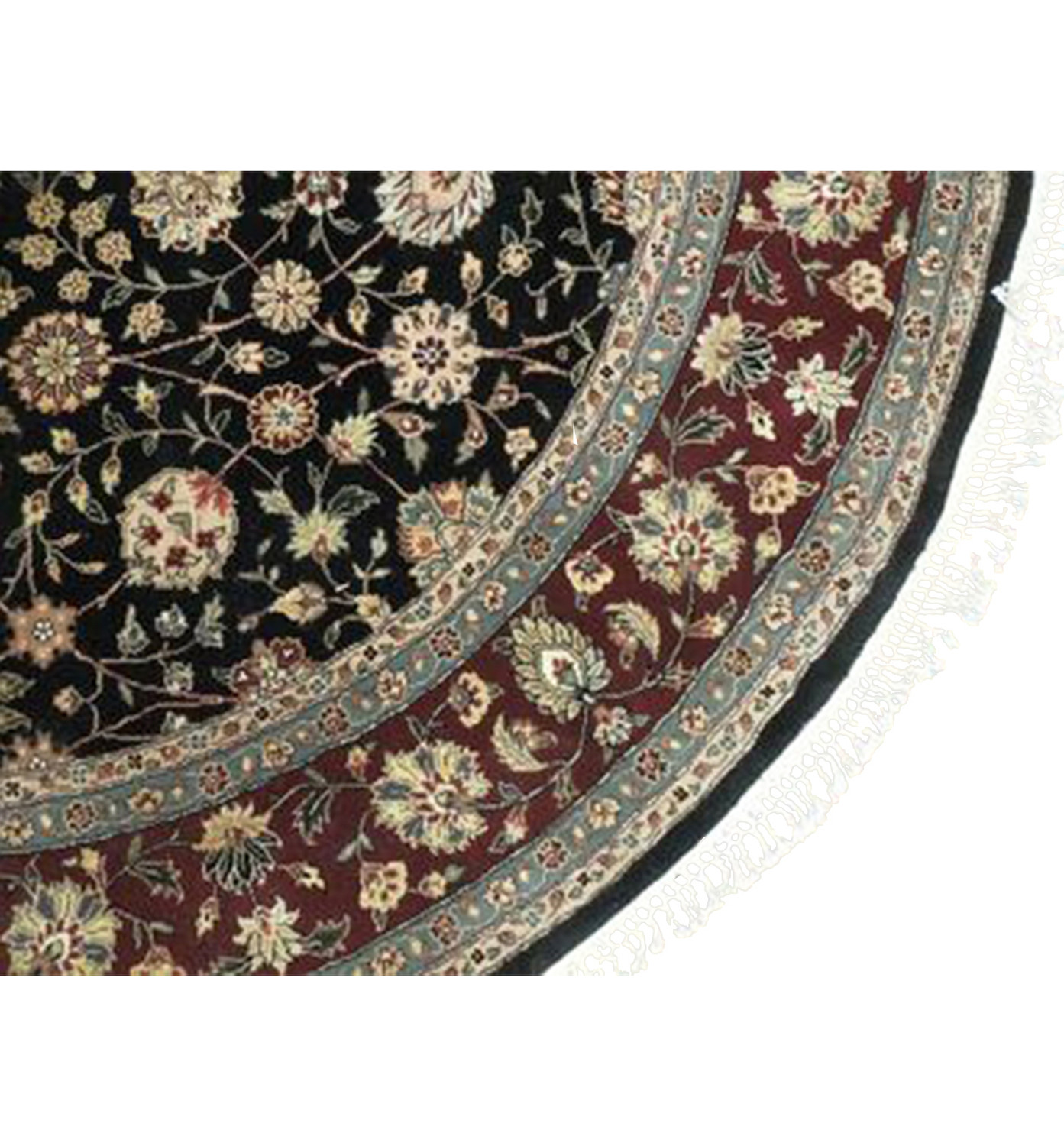 6 x 6 Oriental Tabriz All Over Wool & Silk Round Rug